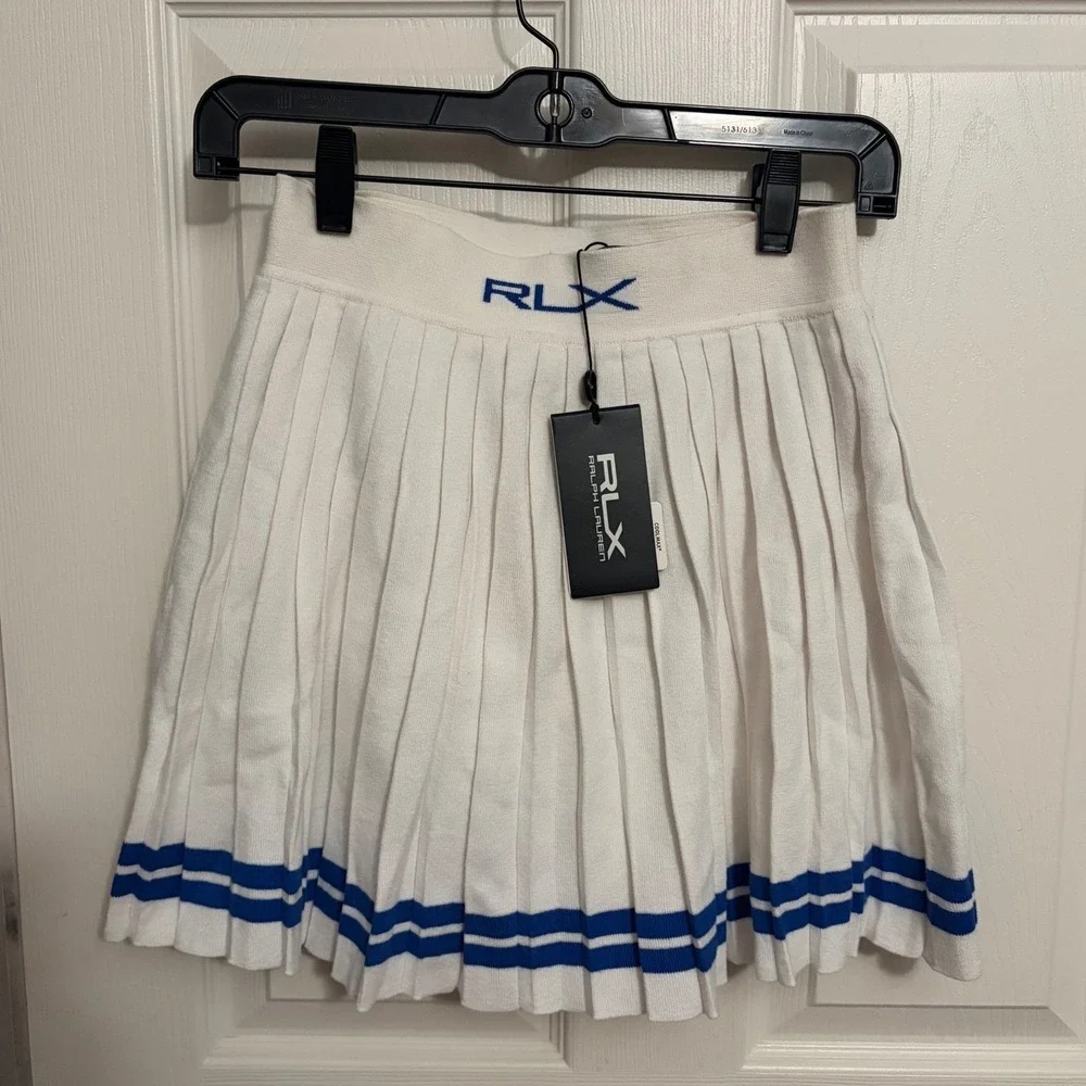 NEW RLX Ralph‎ Lauren | Pleated Cricket Skort White Blue Sz XS